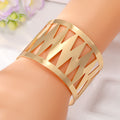 Gold Tone Wide Openwork Triangle Geometric Cuff Bracelet view 1