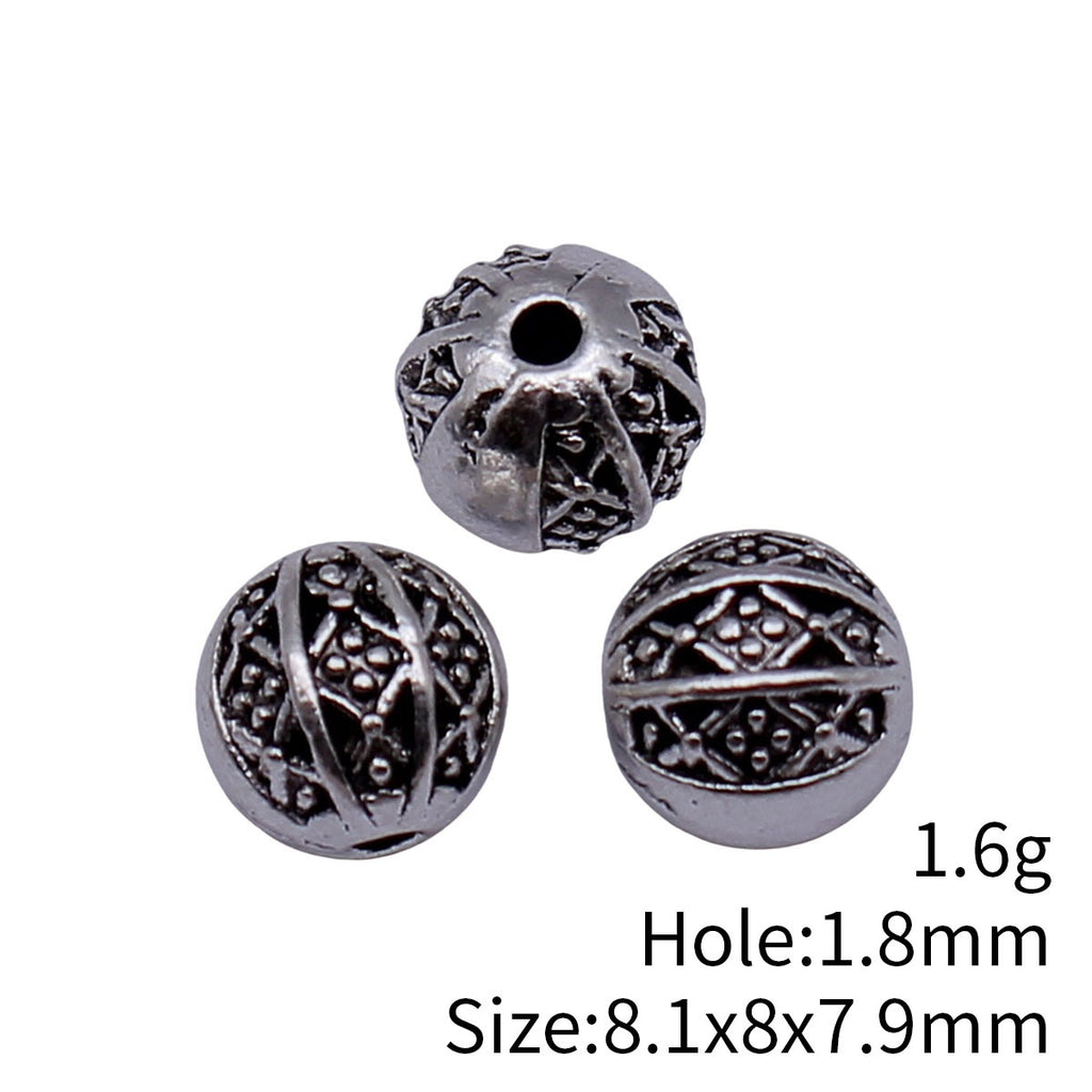 8.1x8x7.9mm 1.6g Multicolor Zinc Alloy Geometric Diamond Pattern Round Ball Beads for Jewelry Making