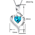 Silver Tone Mom Heart Blue Crystal Pendant Necklace view 5