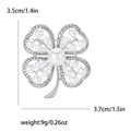 Pearl Four Leaf Clover Brooch with Polished Metal and Decorative Accents view 7