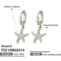 Zirconia Starfish Huggie Hoop Earrings Gold Steel ABC view 10