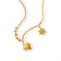 Layered Multi Chain Heart Star Pendant Gold Necklace view 5
