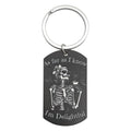Black Wood Skeleton Coffee Dog Tag Keychain Split Ring view 5