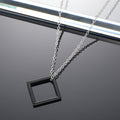 Silver and Black Tone Open Triangle and Square Pendant Necklaces view 4