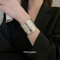 Open Metal Wave Cuff Bracelets Gold Silver Ridged Smooth view 4