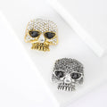 Rhinestone Skull Brooch In 2 Styles With Polished Metal And Decorative Details view 1