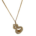 Gold Stainless Tiger Eye Hulu Pearl CZ Pendant Necklace view 5