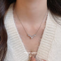 Silver Tone Crystal Chevron Necklace With Pearl Drop view 2