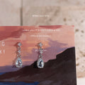 Silver Tone Clear Stone Chain And Pale Blue Teardrop Stud Earrings view 4