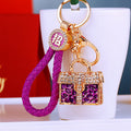 Jeweled Leopard Handbag Keychains with Fortune Cords and Loose Loops view 3