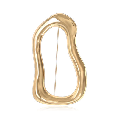 The first image shows the irregular open loop brooch from the front.
