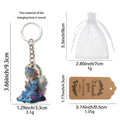 Blue Flower Halo Angel On Book Printed Wood Keychain view 2