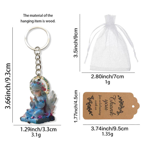 Size chart for blue angel on book keychain bag and tag sizes