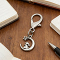 Silver Rabbit Crescent Moon Star Lobster Clasp Keychain view 4