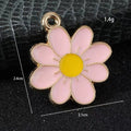Enamel Daisy Flower Charm Pendants Gold Tone Six Colors view 3