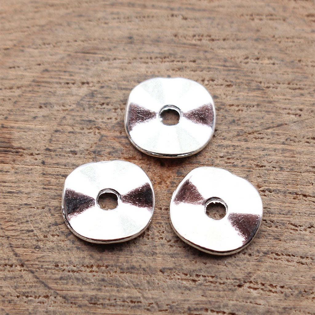 9.5x9.5x1.3mm 0.32g Multicolor Zinc Alloy Wavy Irregular Round Disc Spacer Beads for DIY Jewelry Making