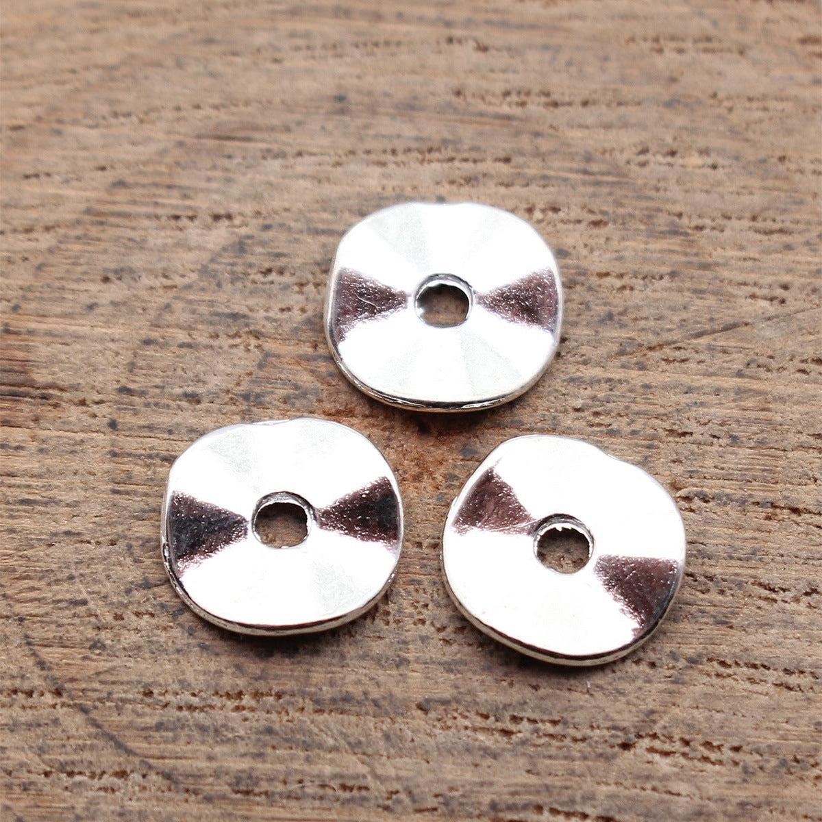 9.5x9.5x1.3mm 0.32g Multicolor Zinc Alloy Wavy Irregular Round Disc Spacer Beads for DIY Jewelry Making