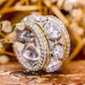 Round Clear Stone Multi-Row Extra-Wide Ring In Two Metal Tones view 3