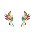 Gold Tone Multicolor Bird Stud Earrings Polished Statement Fashion Jewelry view 5
