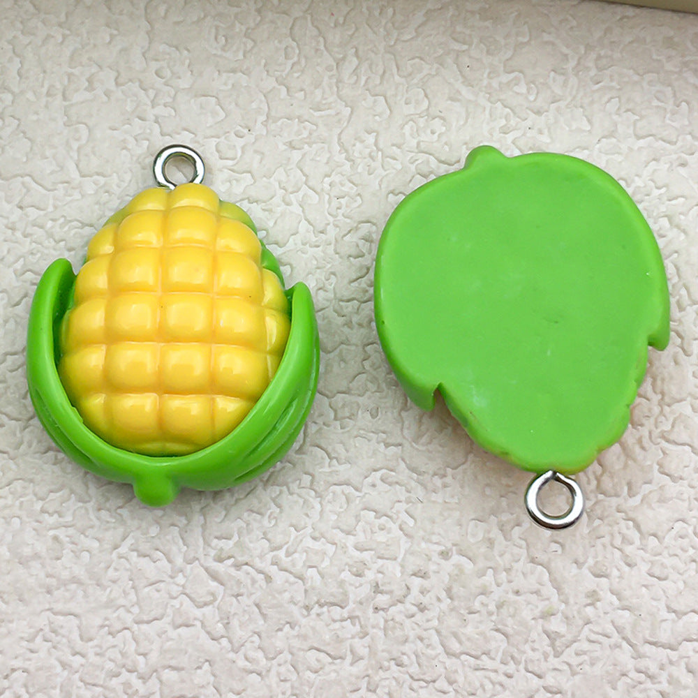 Resin 3D Strawberry Lemon Fruit Charm Pendant for DIY Keychain and Bag Decorations