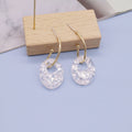 Gold Tone Clear Crushed Stone Oval Hoop Drop Earrings view 3