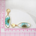 Gold Tone Oval Pressed Botanical Resin Drop Stud Earrings view 5