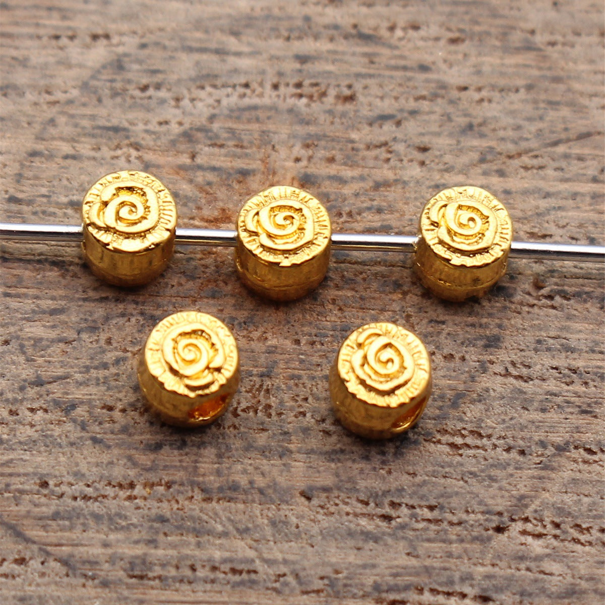 4.1x4.1x3.7mm 0.2g Multicolor Zinc Alloy Round Swirl Pattern Small Hole Double Sided Beads for DIY Bracelet Making