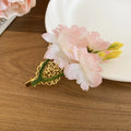 Pink Fabric Flower Blossom Duckbill Hair Clip Styles view 6