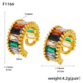 Gold Multicolor Baguette Glass Stone Ear Cuffs Beaded Edge view 6