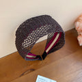 Wide Lattice Woven Mesh Headbands Coffee Light Blue view 6