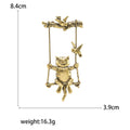 Swinging Cat Brooch with Bird and Branch Details for Jackets and Scarves view 5