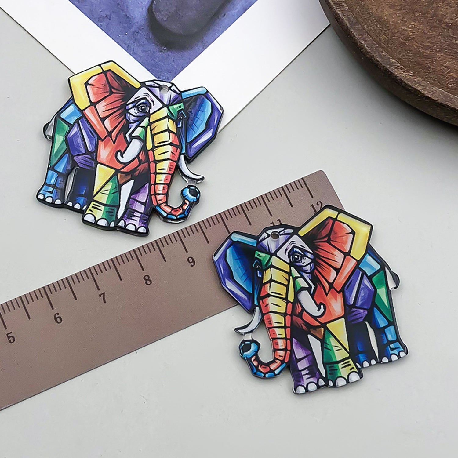 Colorful Acrylic Cat Panda Elephant Animal Bear Double Sided Charm Pendant for Jewelry Making DIY