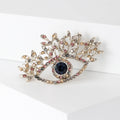 Evil Eye Branch Brooch Coffee Rhinestone Silver Tone Pin view 3