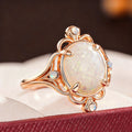 Champagne Gold Vintage Oval Faux Opal Filigree Ring view 2