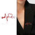 Enamel Heartbeat Stethoscope Brooch Heart ECG Line Pin view 2