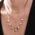 Pearl and Shell Charm Necklace in Gold or Silver Tone view 3