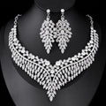 Black Silver Tone Pink Crystal Chevron Crystal Five Designs Metal Necklace and Earring Set view 6