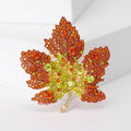 Crystal Maple Leaf Brooch in Green Blue and Orange view 5