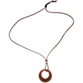 Brown Resin Ring Pendant Cord Necklace White Spacer Bead view 5