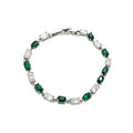 Silver Oval Crystal Box Clasp Tennis Bracelet Clear Green view 5
