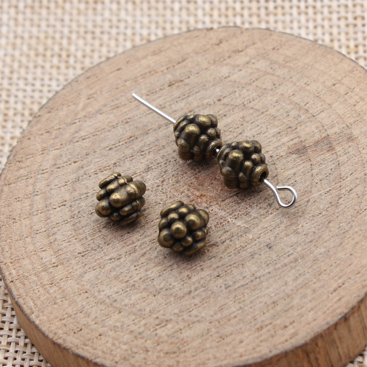 8x8x7.8mm 1g Antique Bronze Zinc Alloy Round Small Hole Spacer Beads for DIY Bracelet Jewelry Making