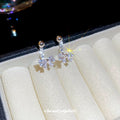 Crystal Bow Stud Earrings with Detachable Back Drop Detail view 2