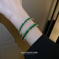 Gold Tone Green Crystal Open Cuff Bracelet In Two Listed Styles view 2