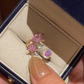 Gold Pink Star Crystal Open Ring Multicolor Accents view 3