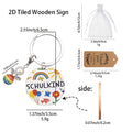Schulkind Round Wooden Keychain Rainbow Bee Charm Disc view 2