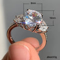 Three Stone Round Crystal Ring in Rose Gold Tone with Clear Crystal Details view 5