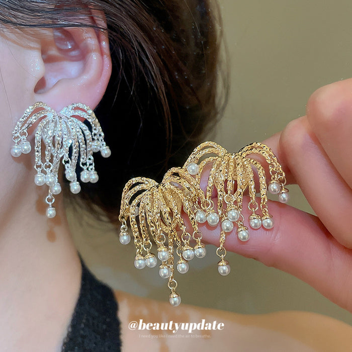 Firework Fringe Clip Earrings in Gold and Silver Tones