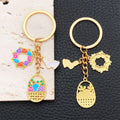 Colorful Easter Basket Rabbit and Egg Metal Keychain Pair view 3