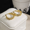 Textured Chain Link Gold Tone Chunky Hoop Earrings view 3