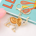 Rhinestone Walking Elephant Keychain Enamel Metal Charm view 2